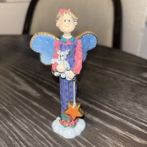 Russ Berrie Heavensent Figurine Girl Holding Cat And Star, 5" Item No 3485/13824